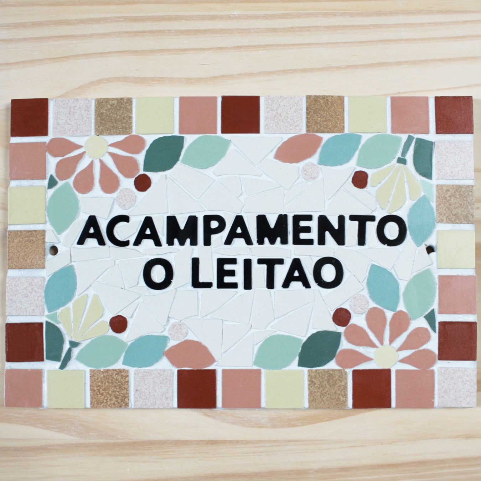 Acompte - Adresse plaque nom numéro de maison en mosaïque céramique 16 X 24cm, déco décoration style floral, personnalisable couleurs (Copie) Amelia Hurst Art