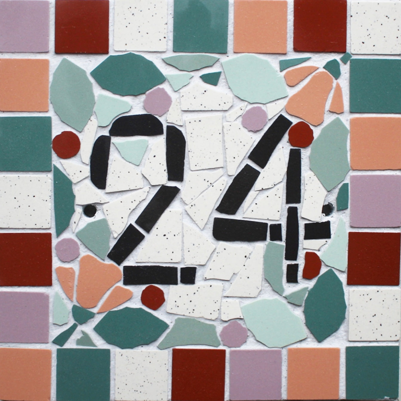 Adresse plaque numéro de maison ou porte en mosaïque céramique 15x15cm à accrocher, style floral, possibilité de personnaliser Amelia Hurst Art