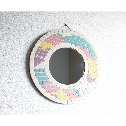 Miroir abstrait couleurs, fait main en grès cérame, diamètre 40cm avec accroche derrière, miroir 20cm Amelia Hurst Art