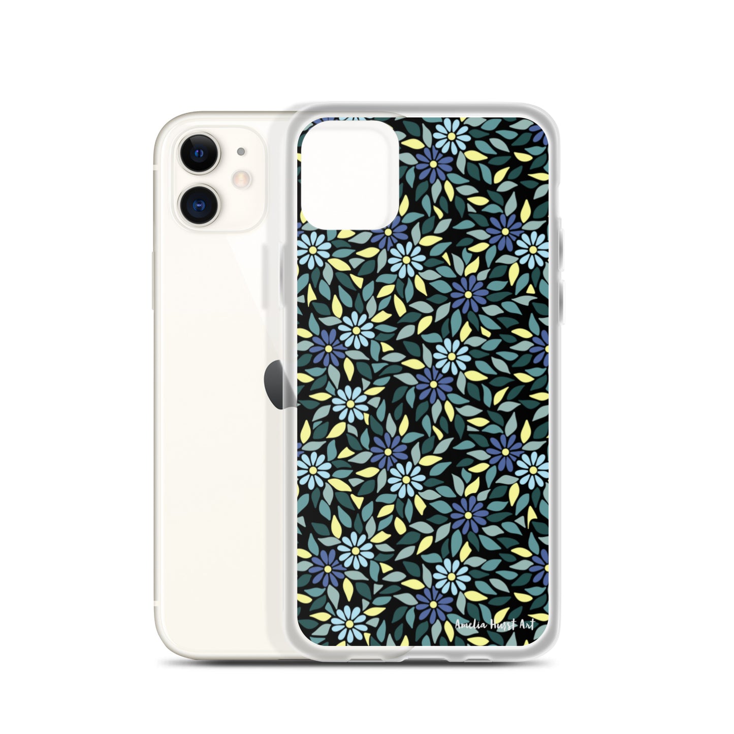 Une Coque pour iPhone avec fleurs bleus, différents modèles disponibles Amelia Hurst Art