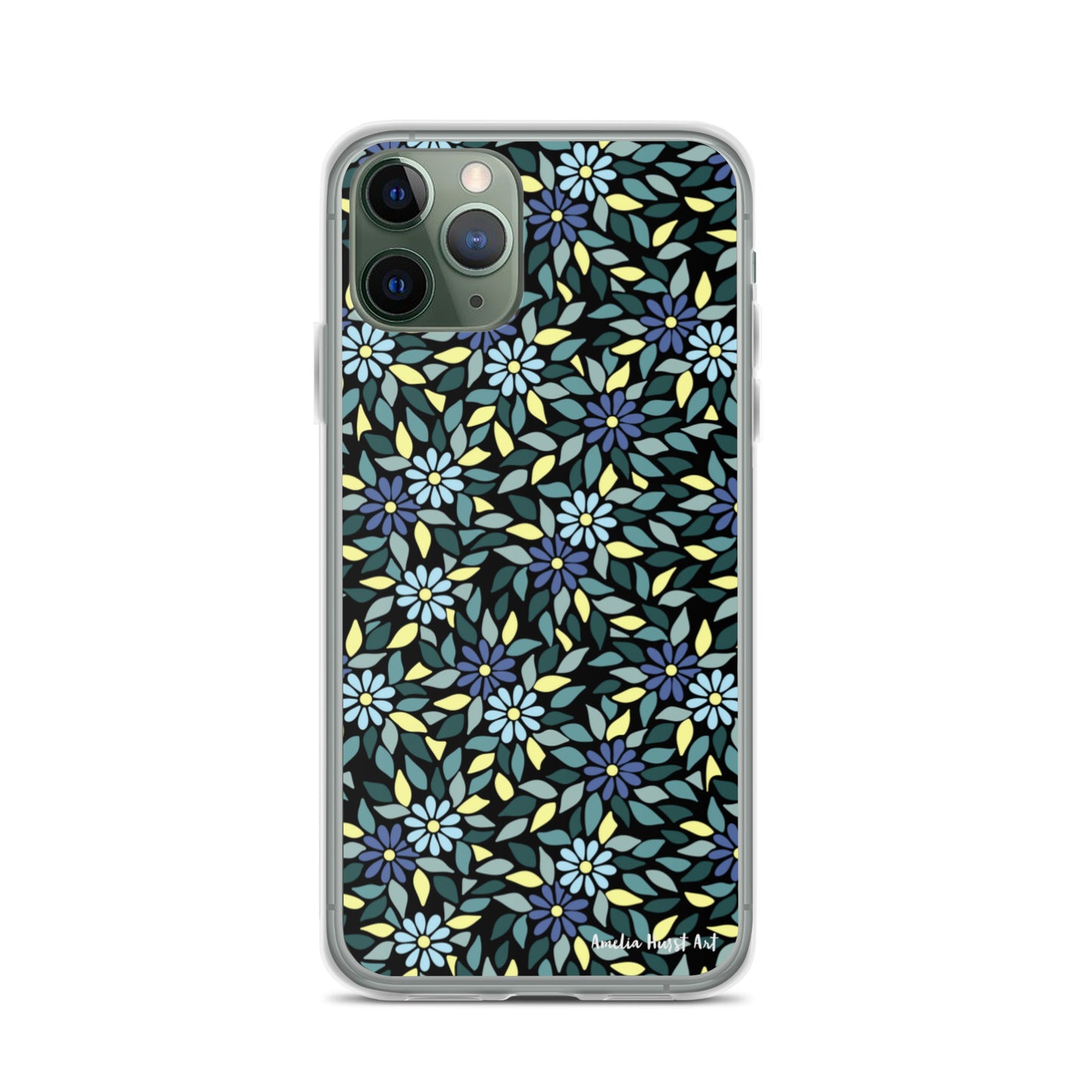 Une Coque pour iPhone avec fleurs bleus, différents modèles disponibles Amelia Hurst Art