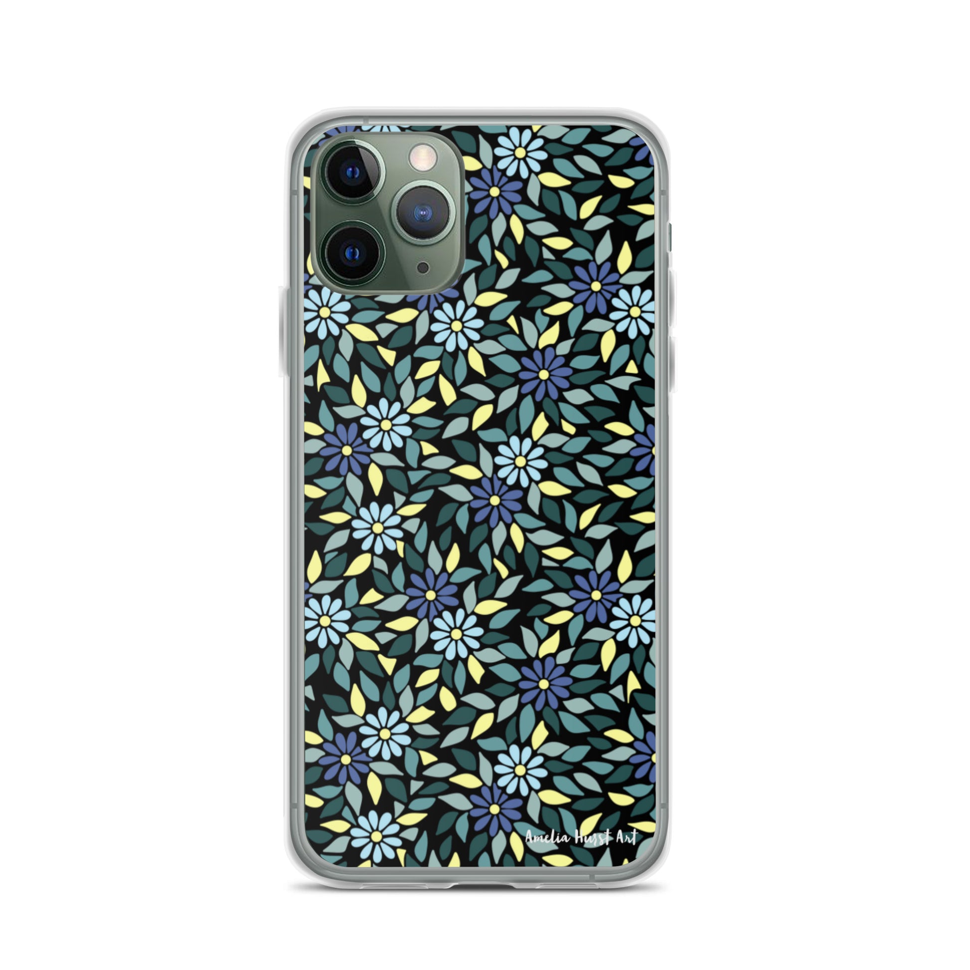 Une Coque pour iPhone avec fleurs bleus, différents modèles disponibles Amelia Hurst Art