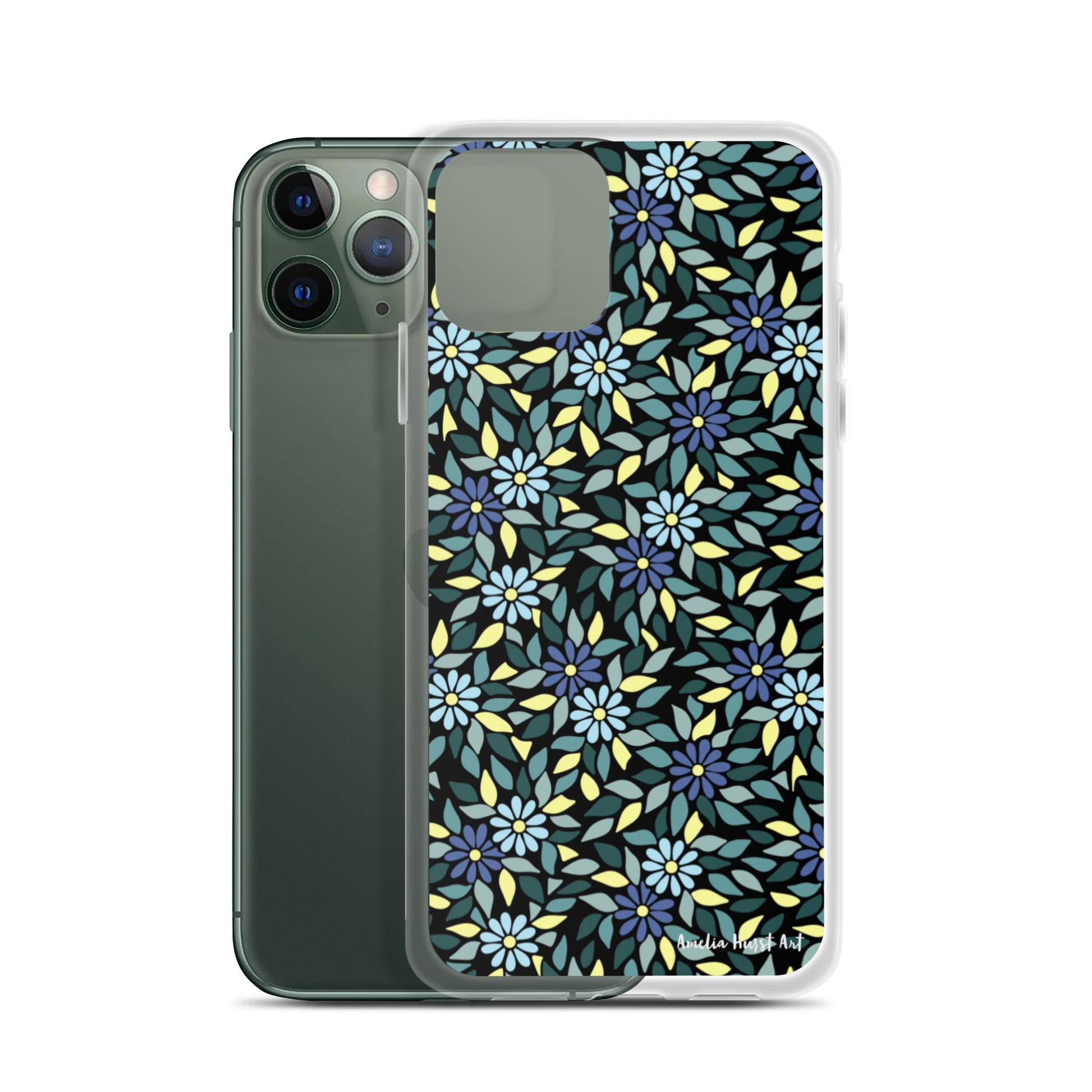 Une Coque pour iPhone avec fleurs bleus, différents modèles disponibles Amelia Hurst Art