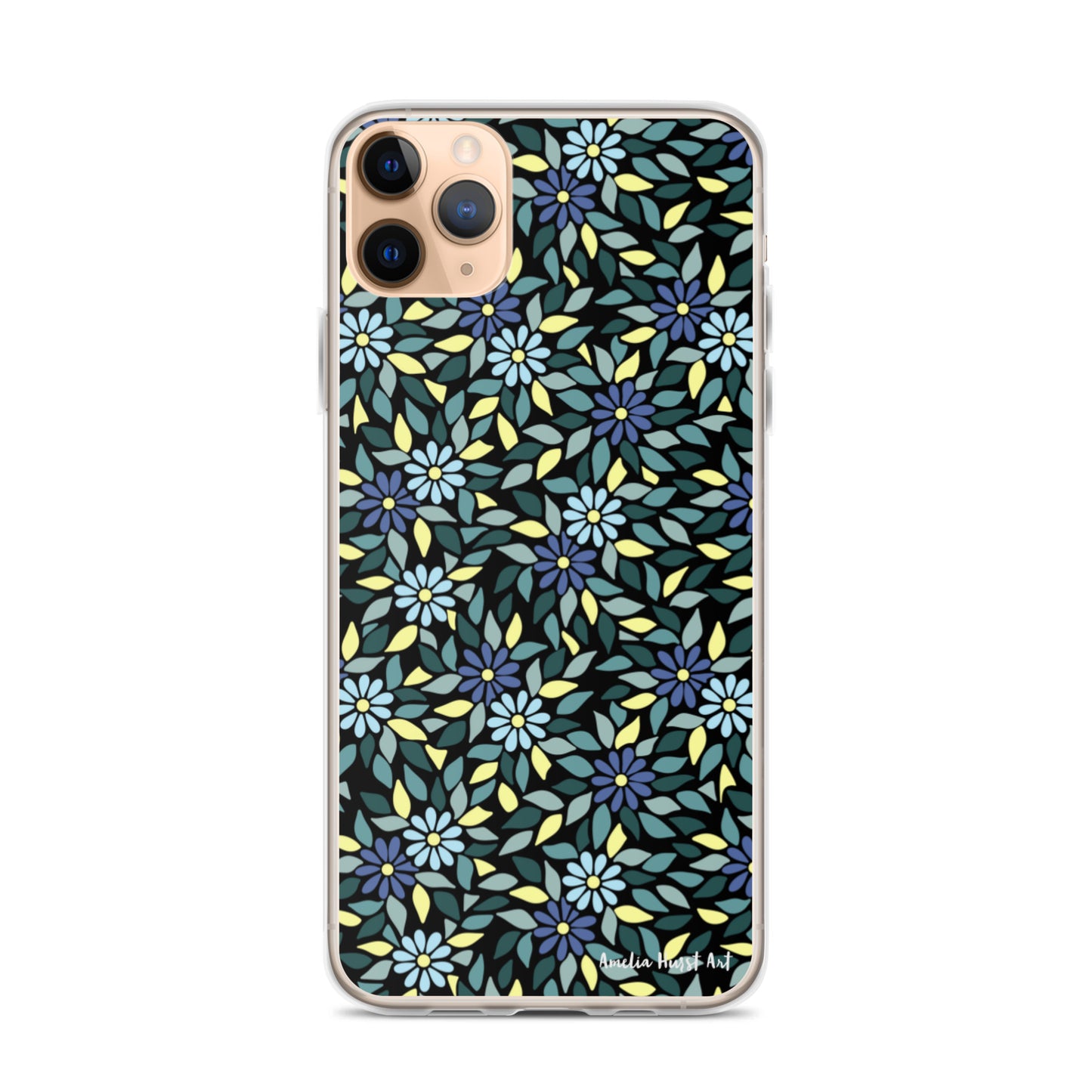 Une Coque pour iPhone avec fleurs bleus, différents modèles disponibles Amelia Hurst Art