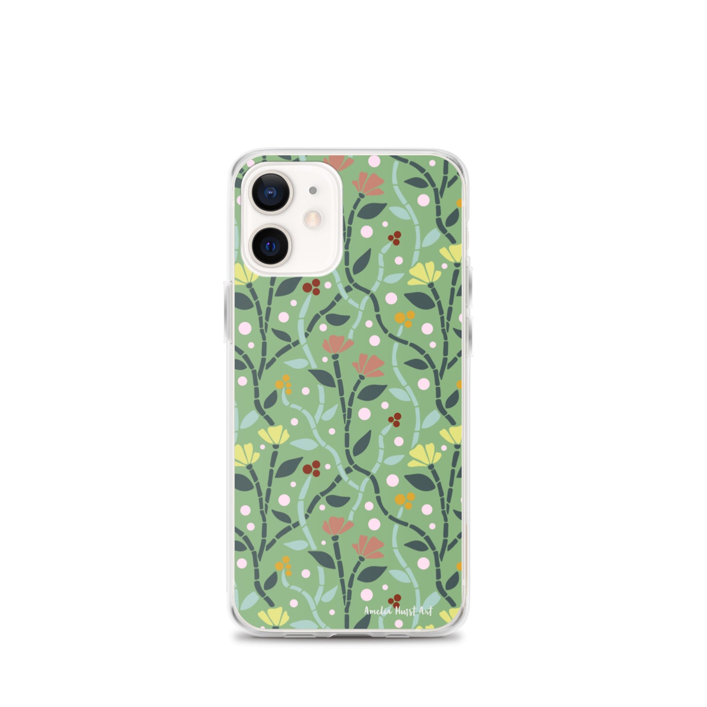 Une Coque pour iPhone à motifs avec des coquelicots roses et jaunes, différents modèles disponibles Amelia Hurst Art