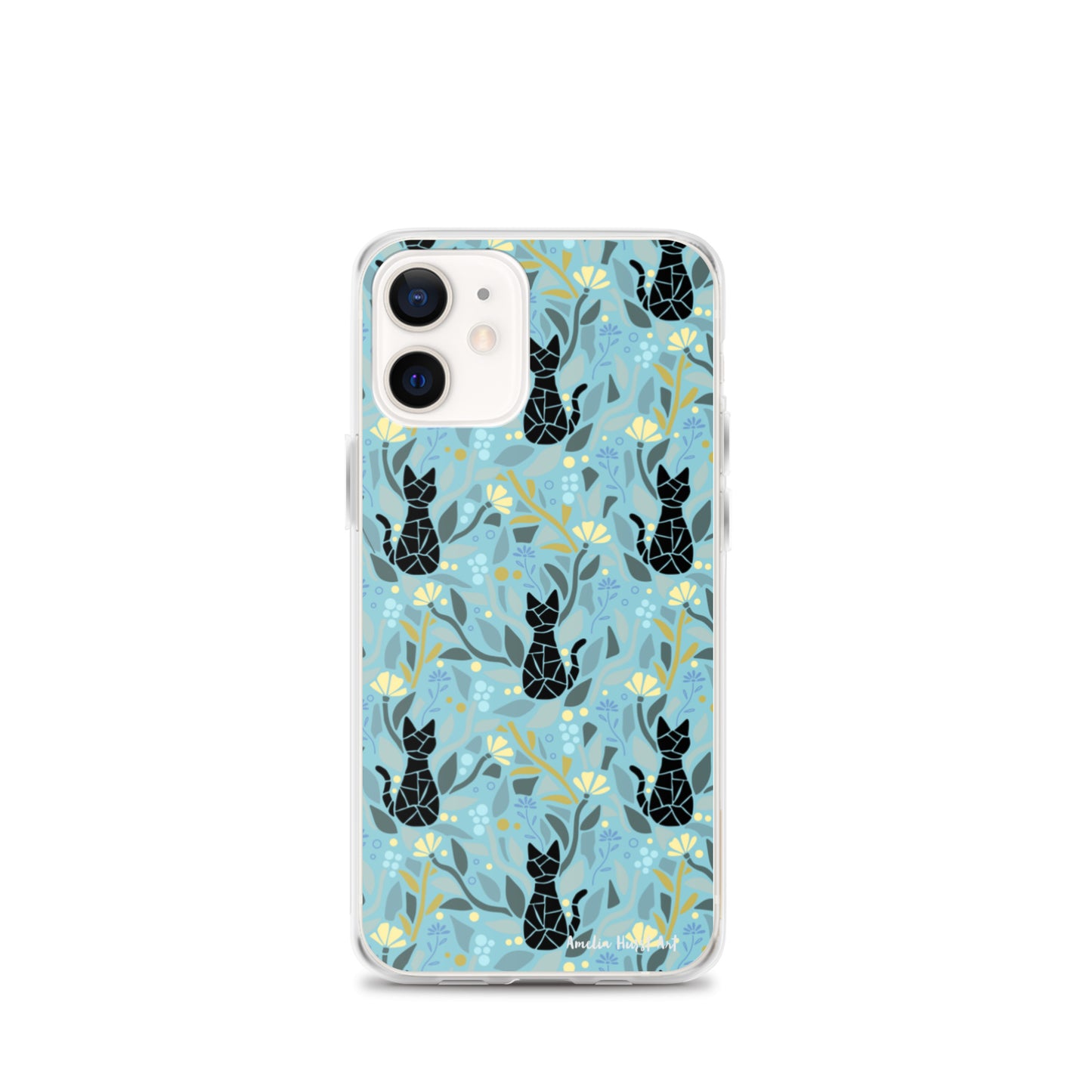 Une Coque pour iPhone avec motifs chat et florale, différents modèles disponibles Amelia Hurst Art