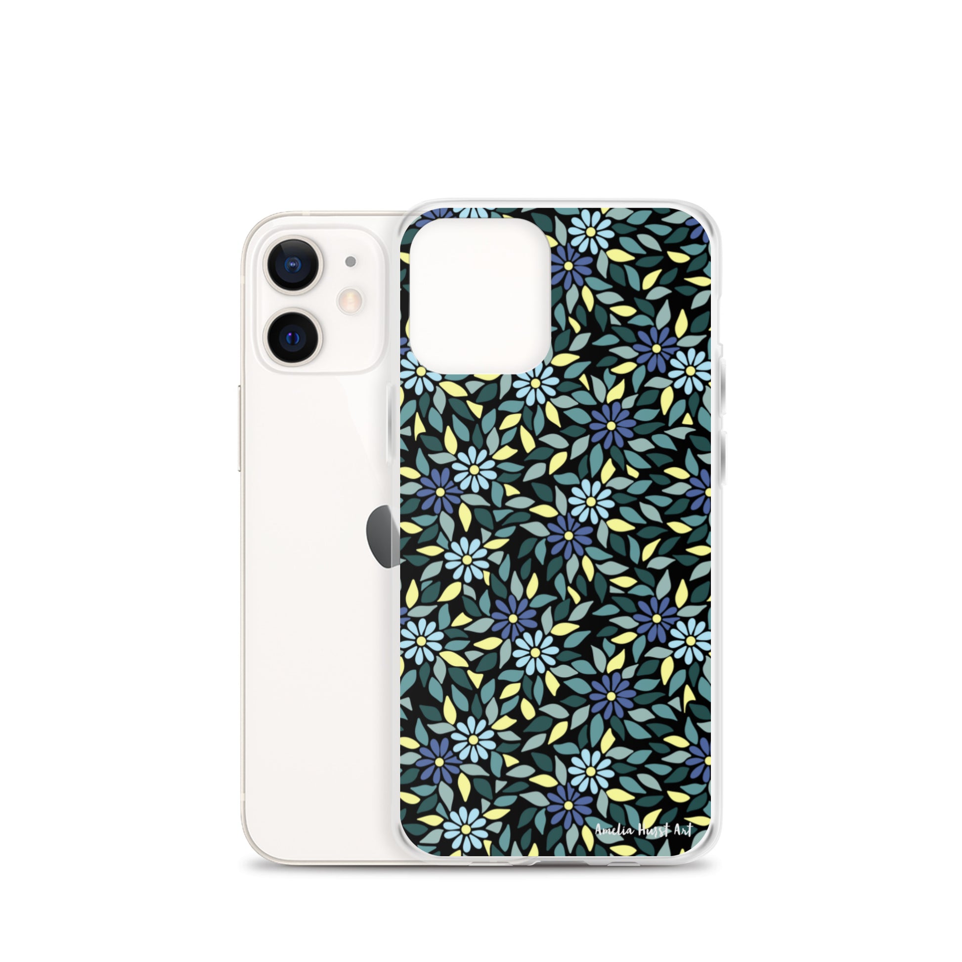 Une Coque pour iPhone avec fleurs bleus, différents modèles disponibles Amelia Hurst Art