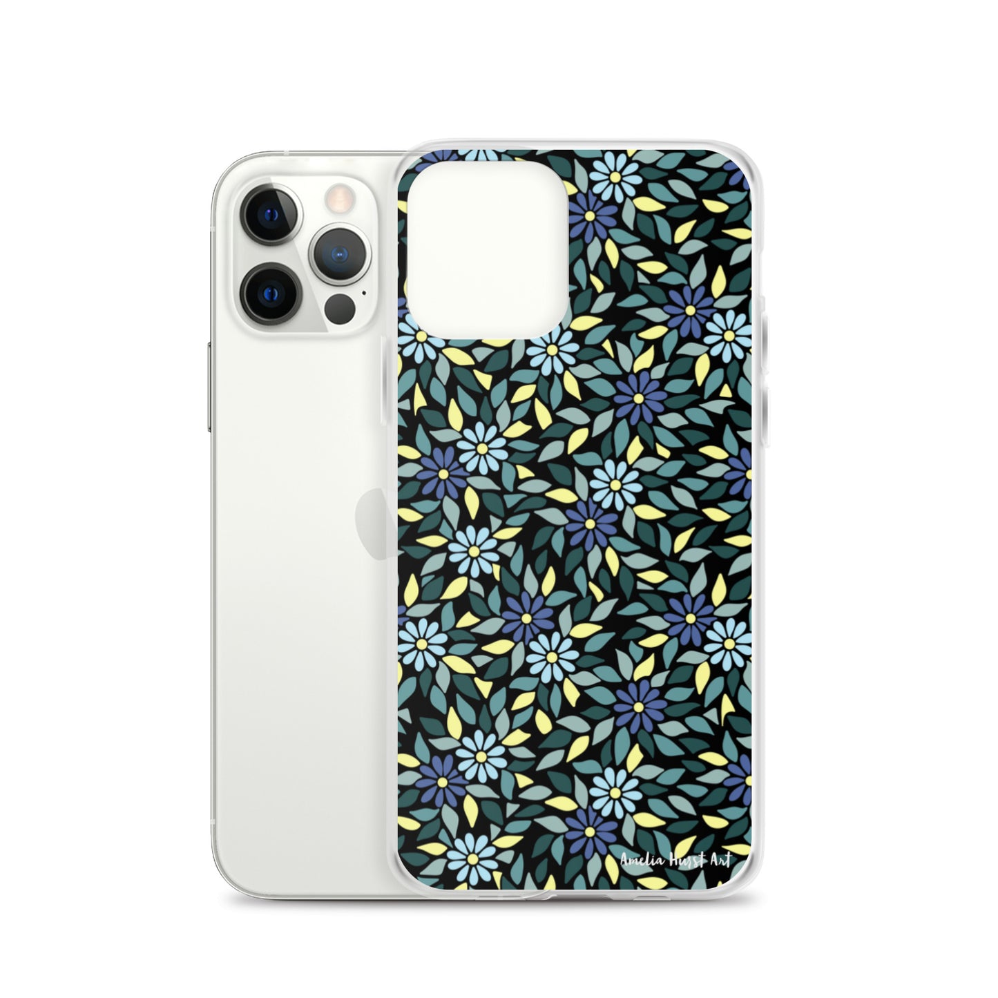 Une Coque pour iPhone avec fleurs bleus, différents modèles disponibles Amelia Hurst Art