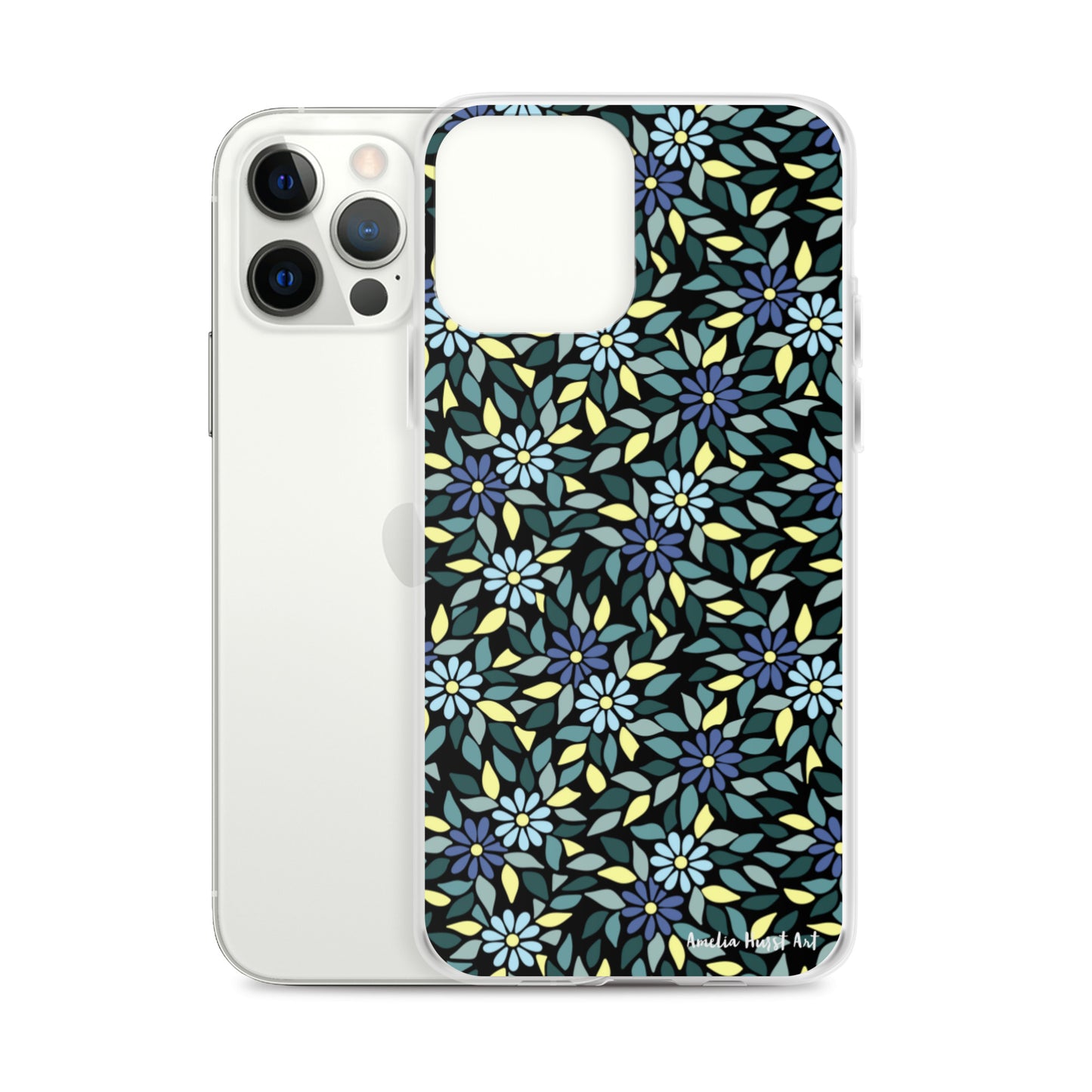 Une Coque pour iPhone avec fleurs bleus, différents modèles disponibles Amelia Hurst Art