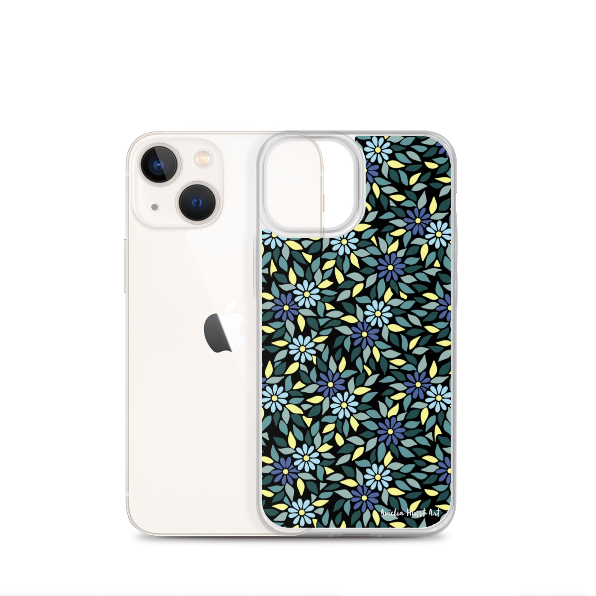 Une Coque pour iPhone avec fleurs bleus, différents modèles disponibles Amelia Hurst Art