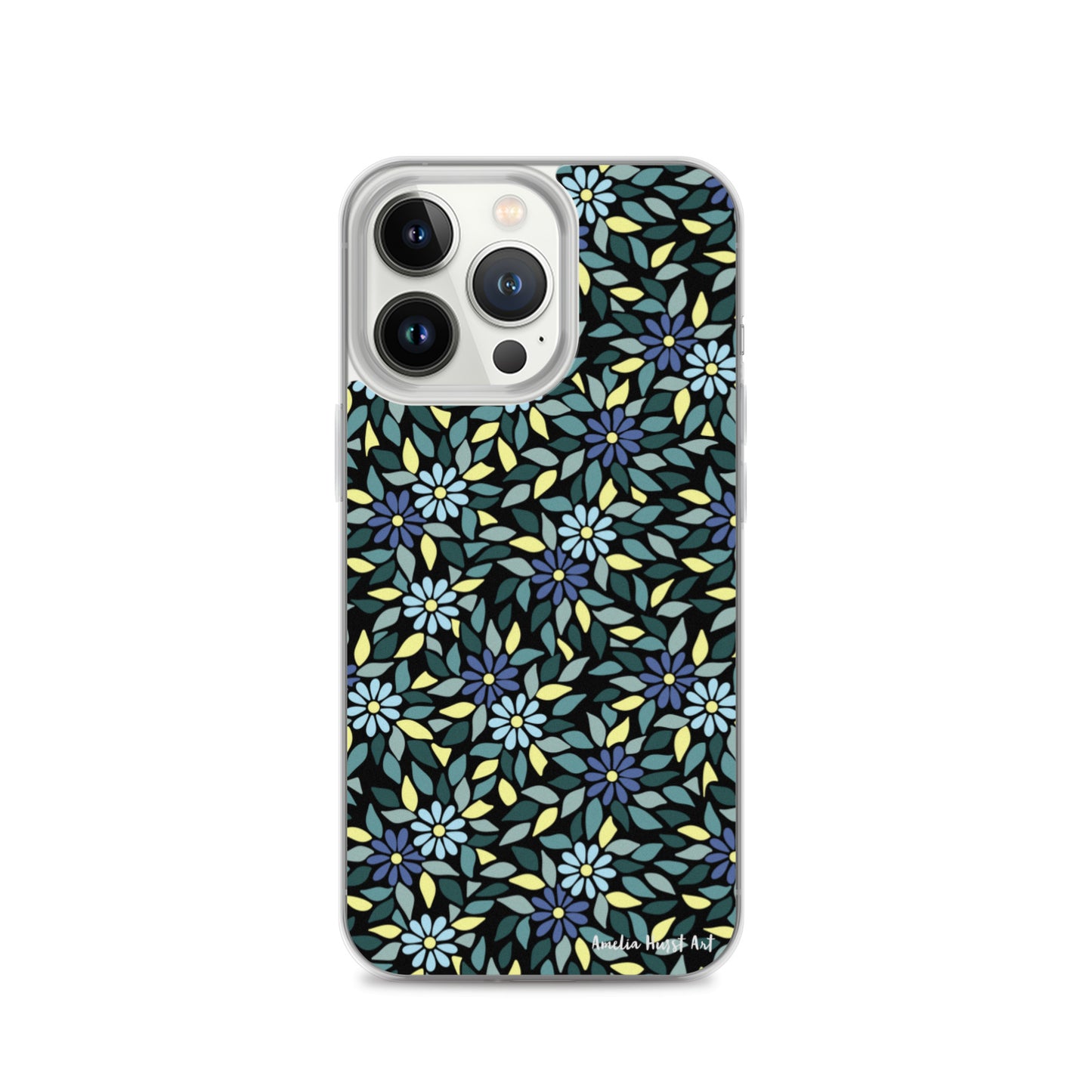 Une Coque pour iPhone avec fleurs bleus, différents modèles disponibles Amelia Hurst Art