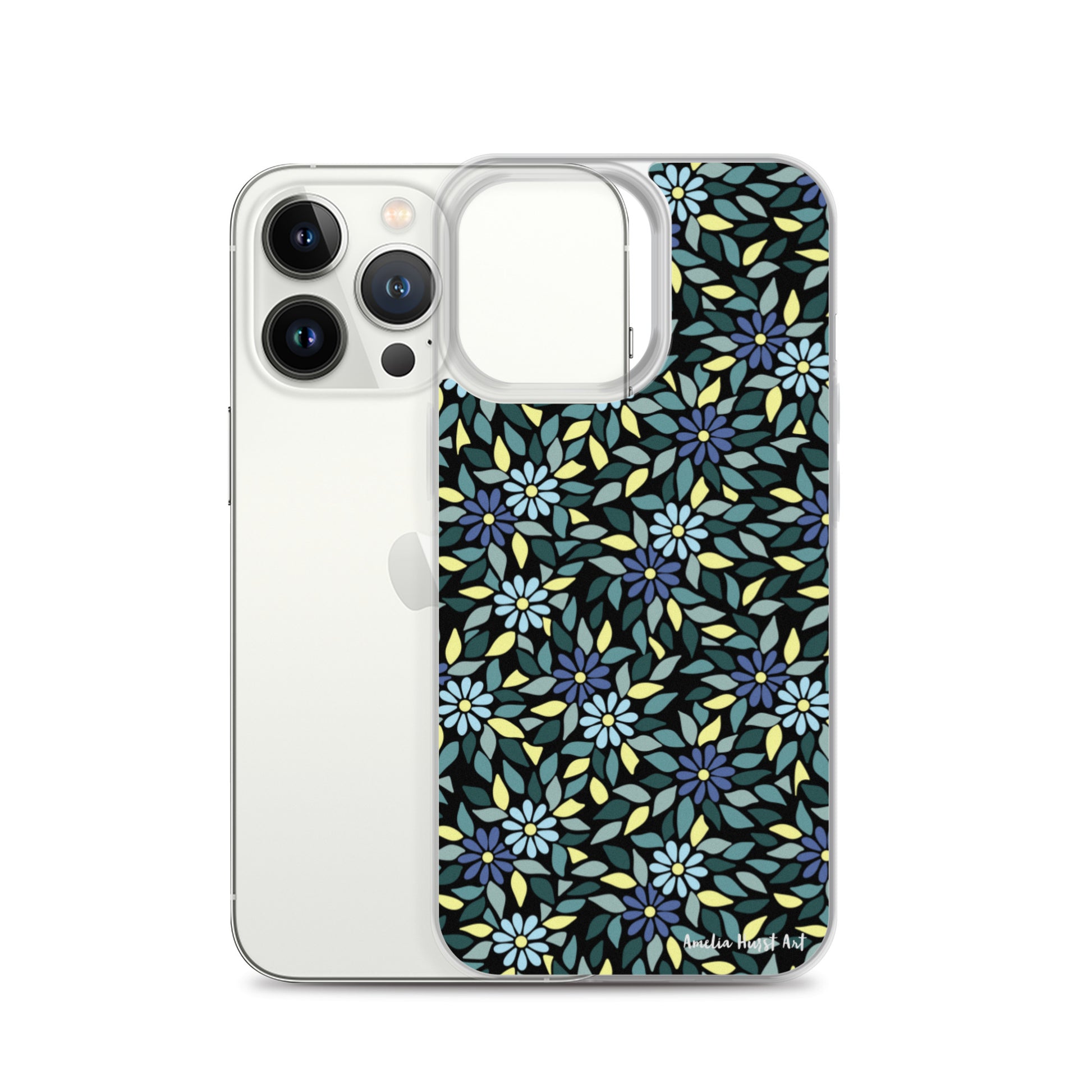 Une Coque pour iPhone avec fleurs bleus, différents modèles disponibles Amelia Hurst Art