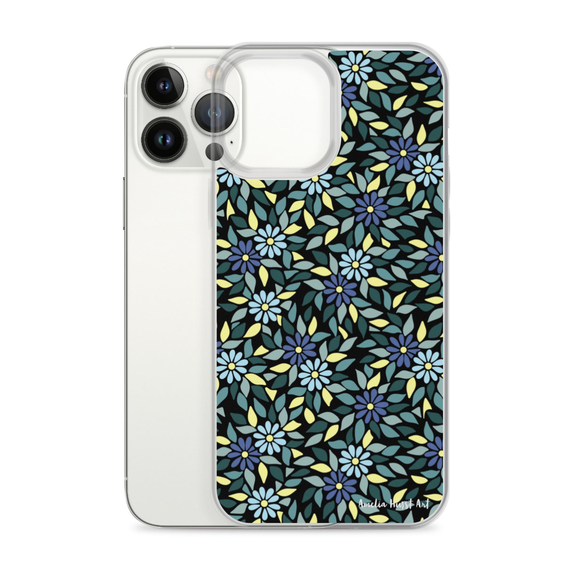 Une Coque pour iPhone avec fleurs bleus, différents modèles disponibles Amelia Hurst Art