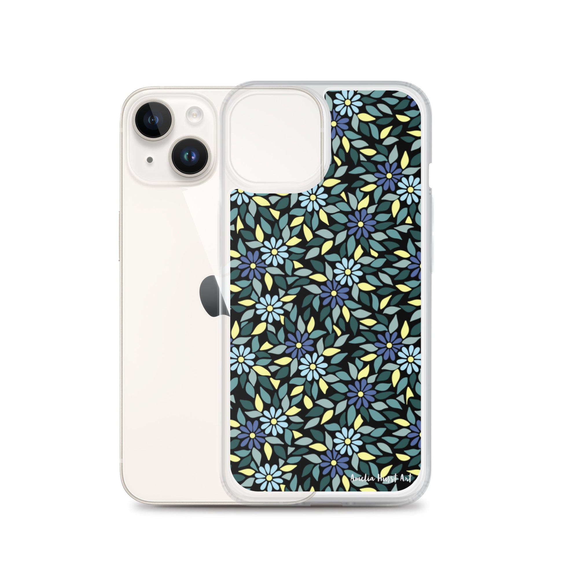 Une Coque pour iPhone avec fleurs bleus, différents modèles disponibles Amelia Hurst Art