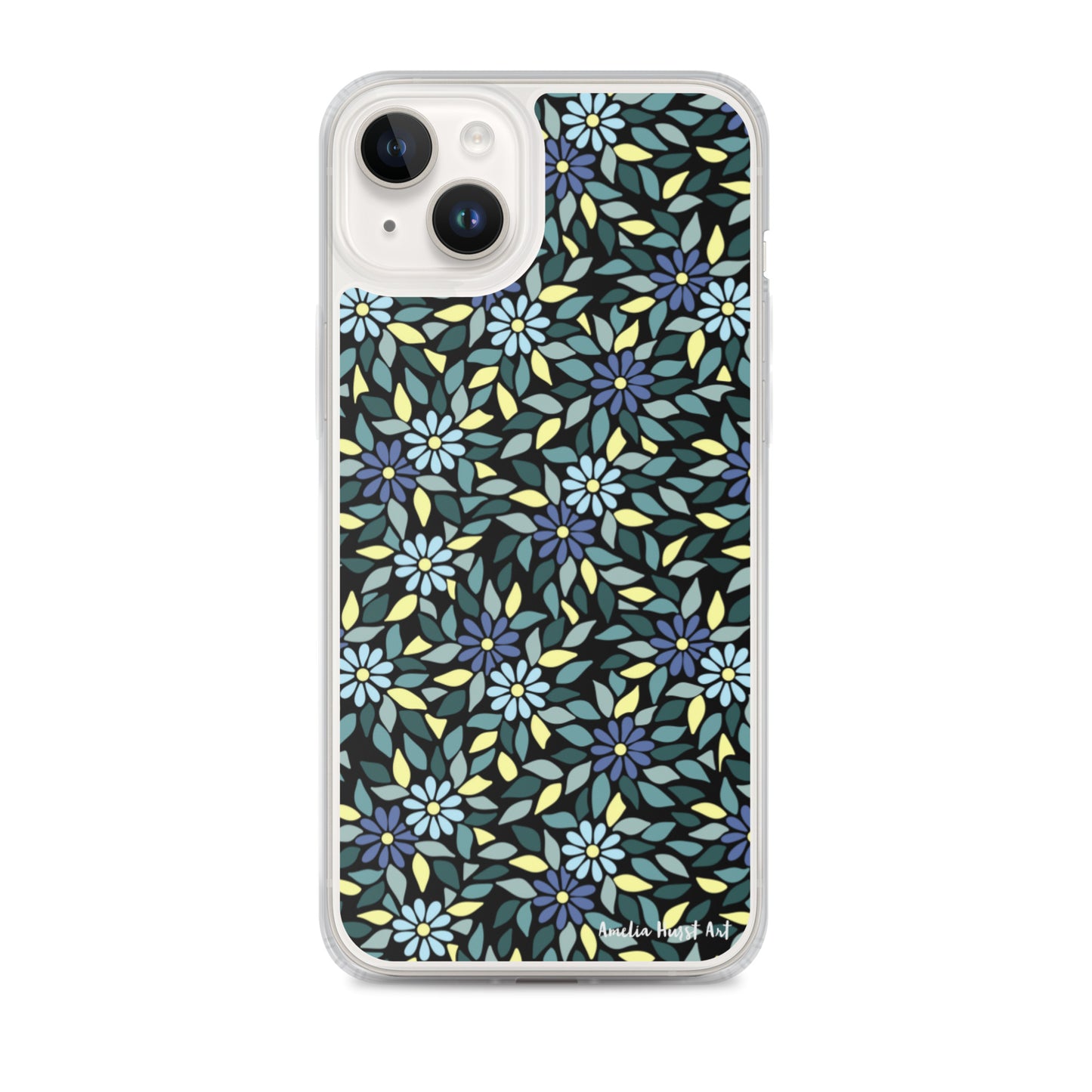 Une Coque pour iPhone avec fleurs bleus, différents modèles disponibles Amelia Hurst Art