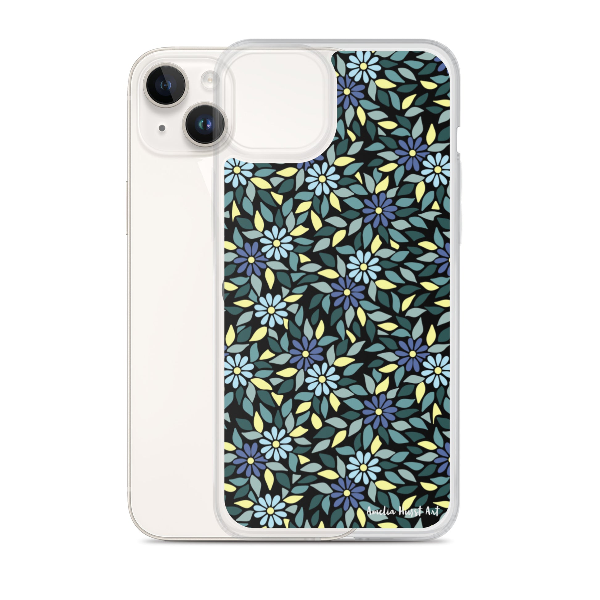 Une Coque pour iPhone avec fleurs bleus, différents modèles disponibles Amelia Hurst Art