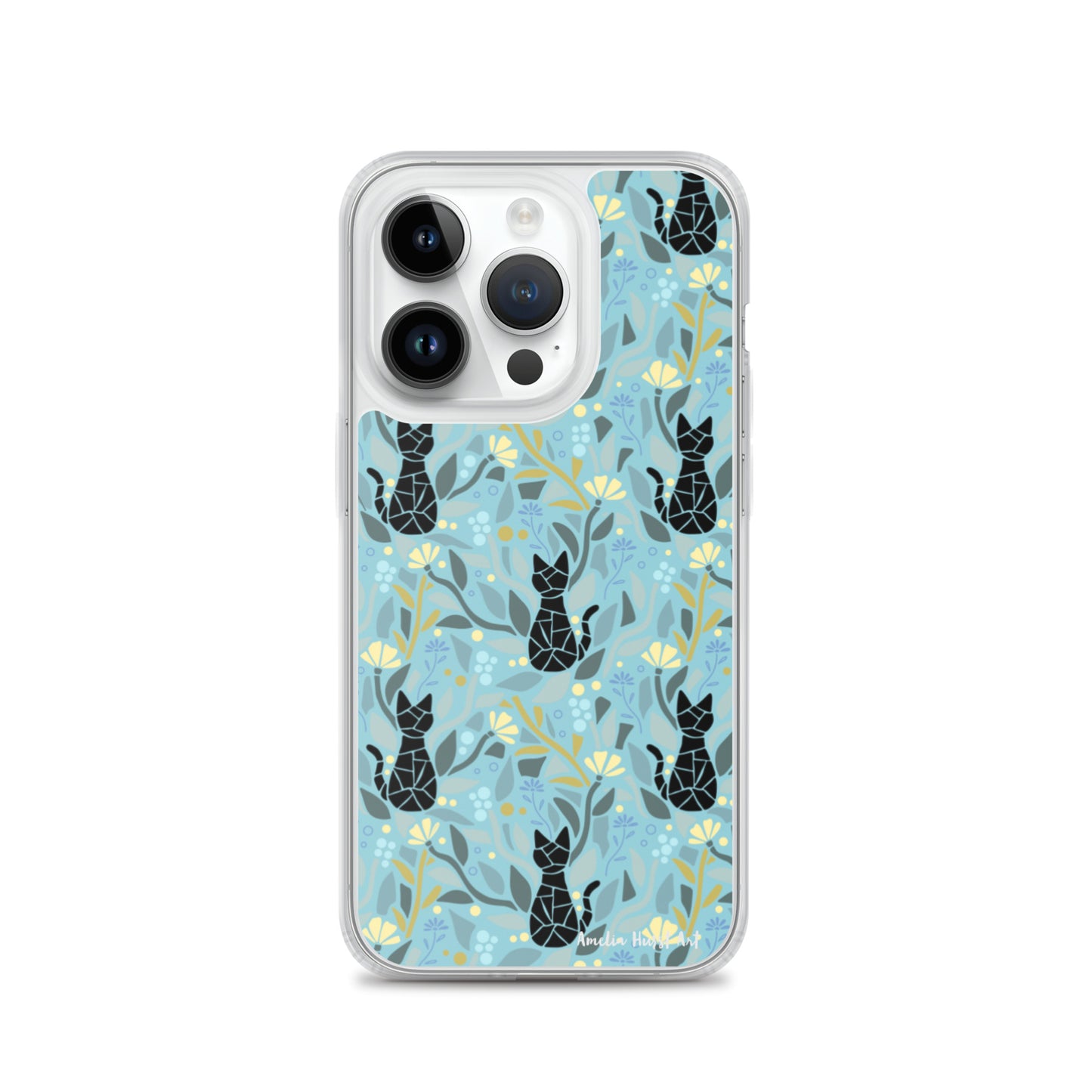 Une Coque pour iPhone avec motifs chat et florale, différents modèles disponibles Amelia Hurst Art