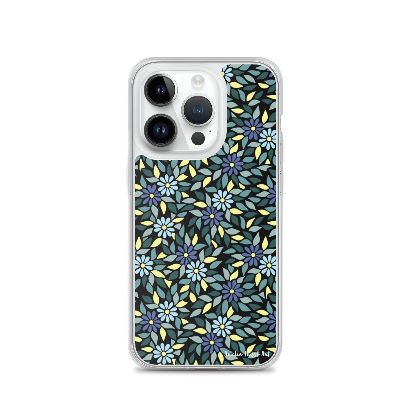 Une Coque pour iPhone avec fleurs bleus, différents modèles disponibles Amelia Hurst Art