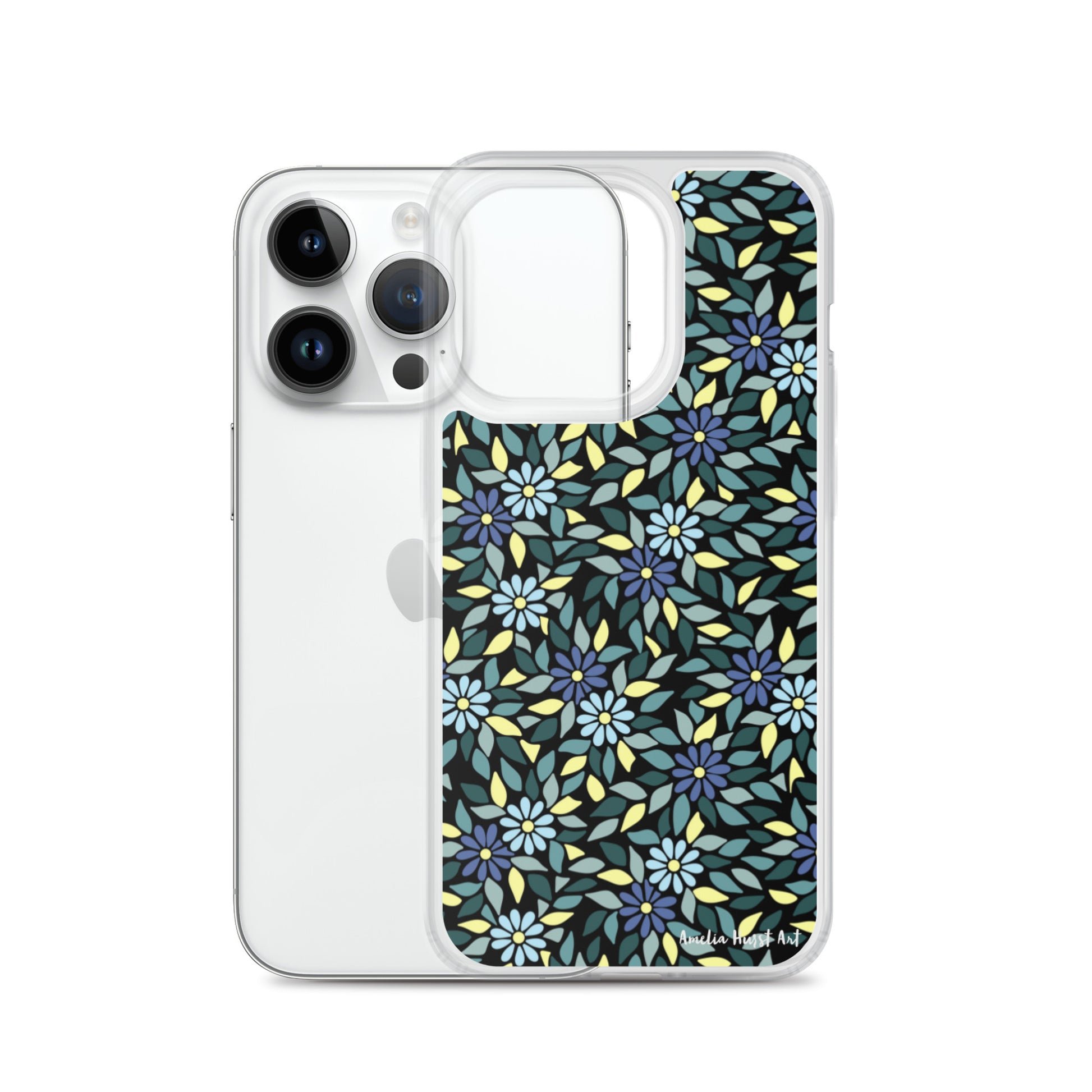 Une Coque pour iPhone avec fleurs bleus, différents modèles disponibles Amelia Hurst Art