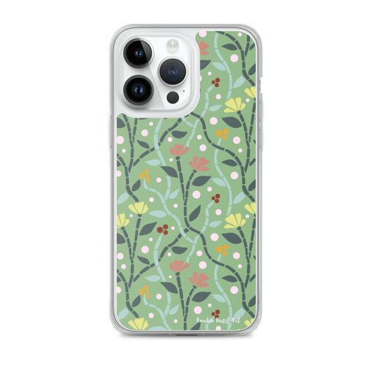 Une Coque pour iPhone à motifs avec des coquelicots roses et jaunes, différents modèles disponibles Amelia Hurst Art