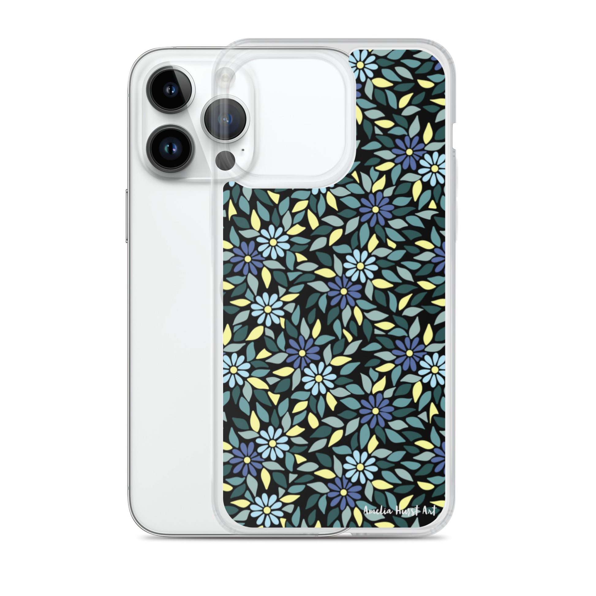 Une Coque pour iPhone avec fleurs bleus, différents modèles disponibles Amelia Hurst Art