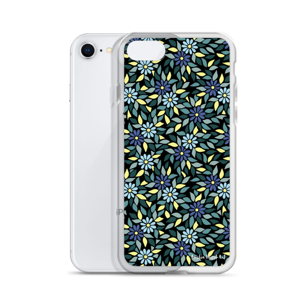 Une Coque pour iPhone avec fleurs bleus, différents modèles disponibles Amelia Hurst Art