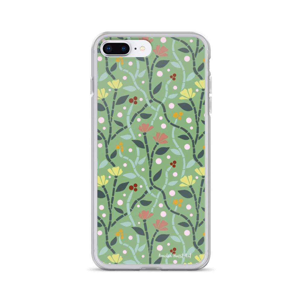 Une Coque pour iPhone à motifs avec des coquelicots roses et jaunes, différents modèles disponibles Amelia Hurst Art