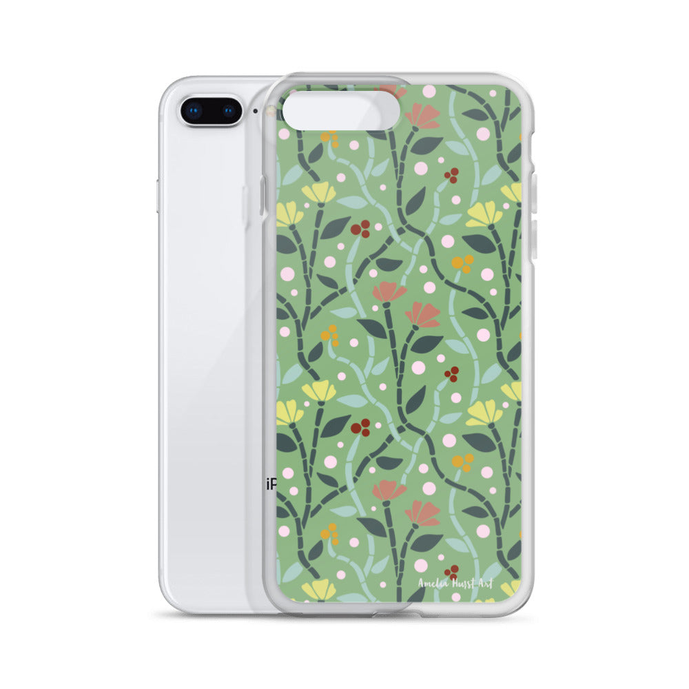 Une Coque pour iPhone à motifs avec des coquelicots roses et jaunes, différents modèles disponibles Amelia Hurst Art