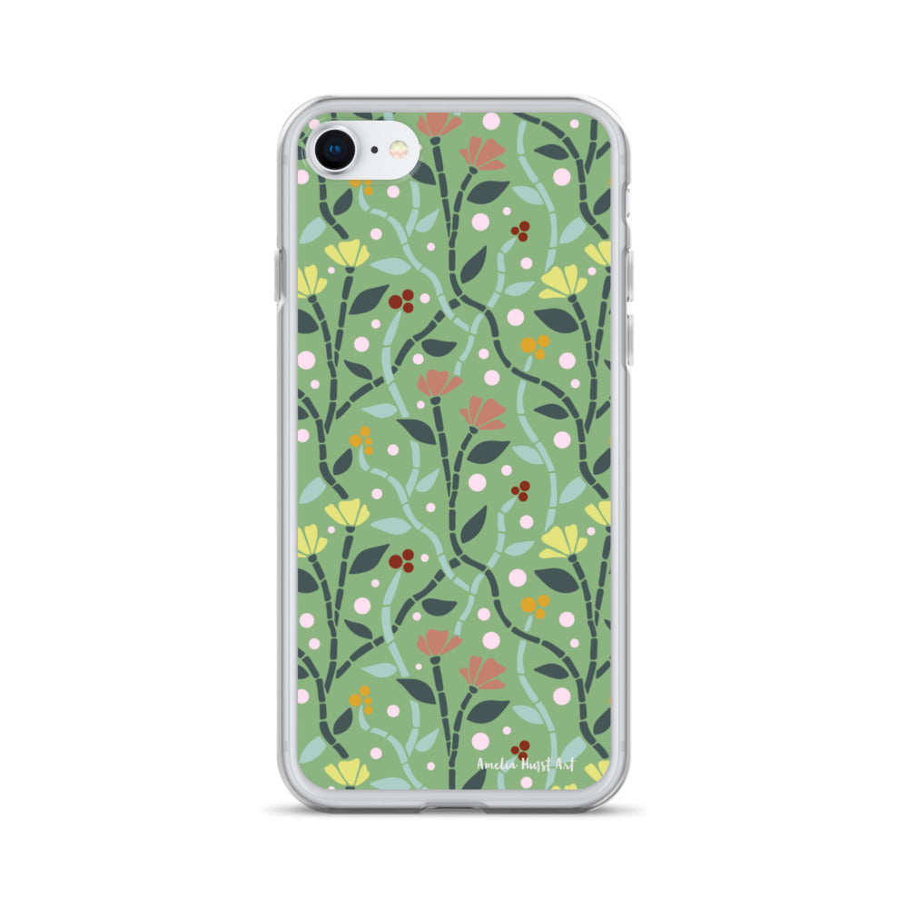 Une Coque pour iPhone à motifs avec des coquelicots roses et jaunes, différents modèles disponibles Amelia Hurst Art