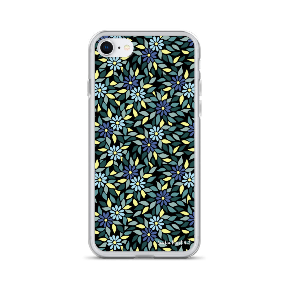 Une Coque pour iPhone avec fleurs bleus, différents modèles disponibles Amelia Hurst Art