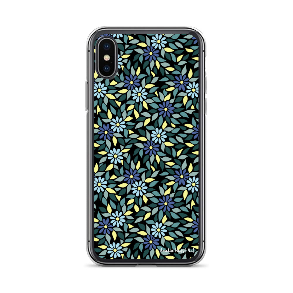 Une Coque pour iPhone avec fleurs bleus, différents modèles disponibles Amelia Hurst Art