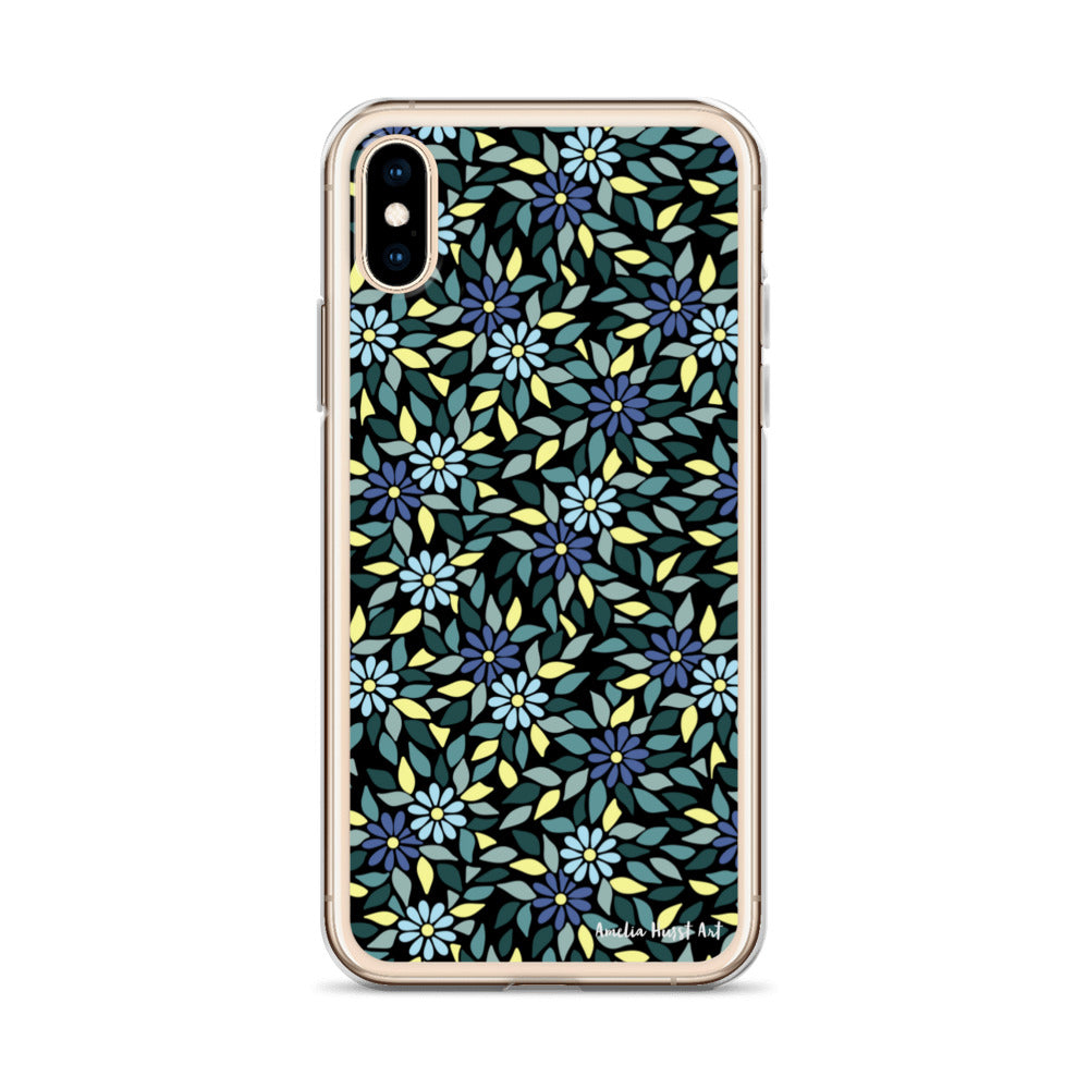 Une Coque pour iPhone avec fleurs bleus, différents modèles disponibles Amelia Hurst Art