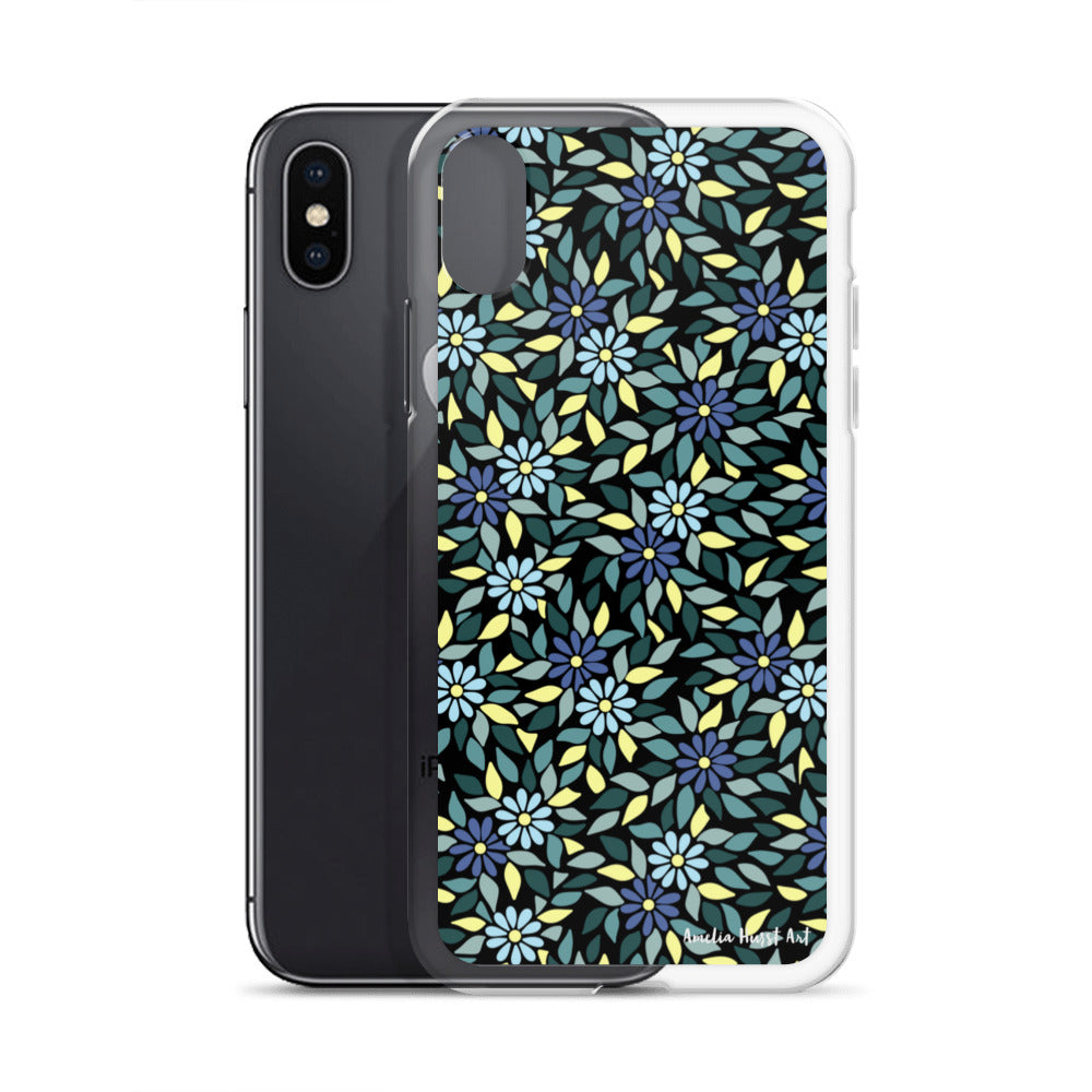 Une Coque pour iPhone avec fleurs bleus, différents modèles disponibles Amelia Hurst Art