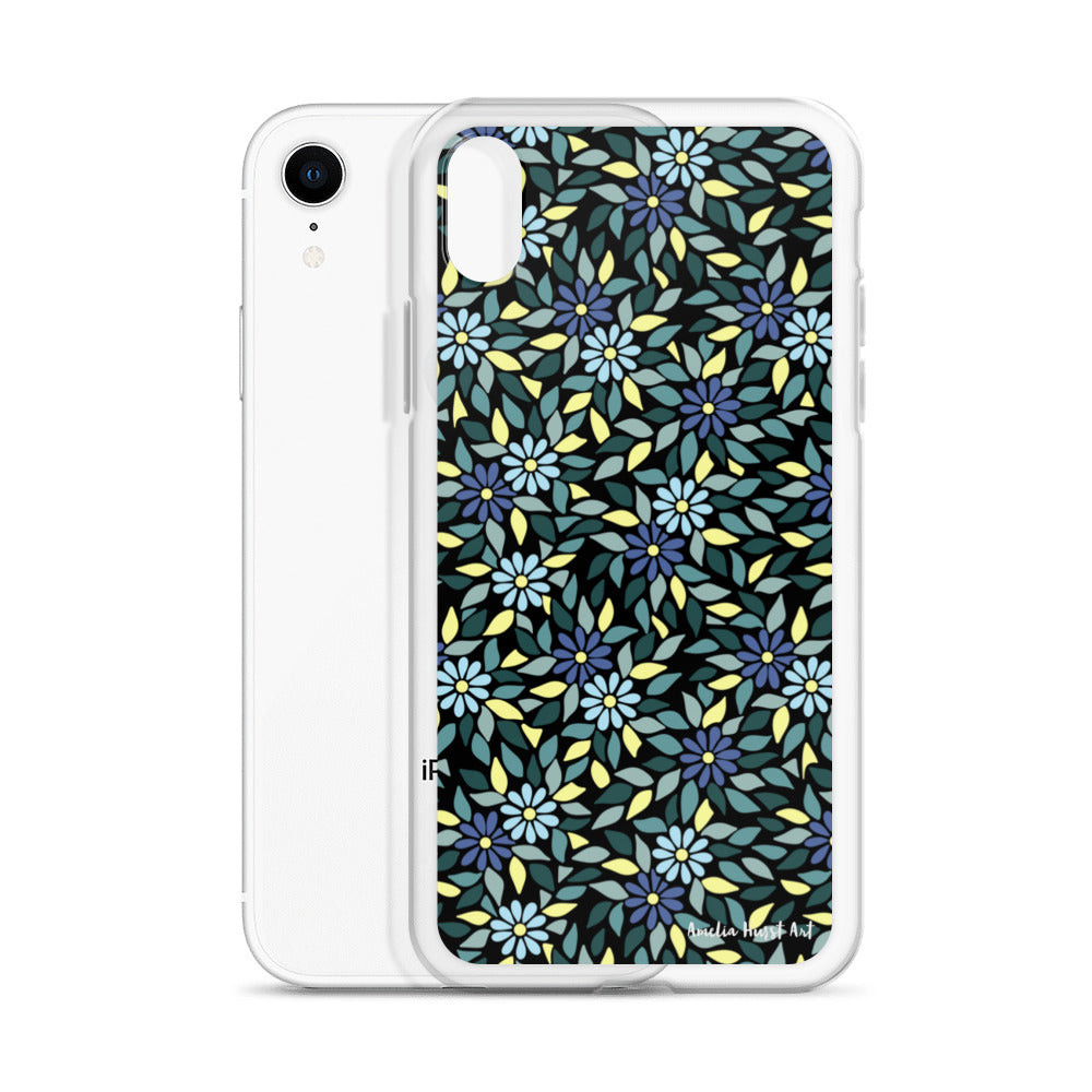 Une Coque pour iPhone avec fleurs bleus, différents modèles disponibles Amelia Hurst Art