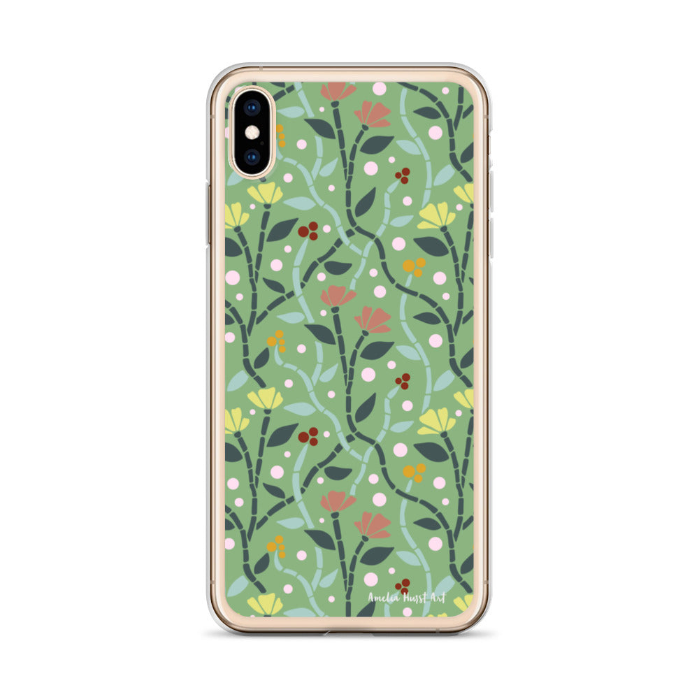 Une Coque pour iPhone à motifs avec des coquelicots roses et jaunes, différents modèles disponibles Amelia Hurst Art