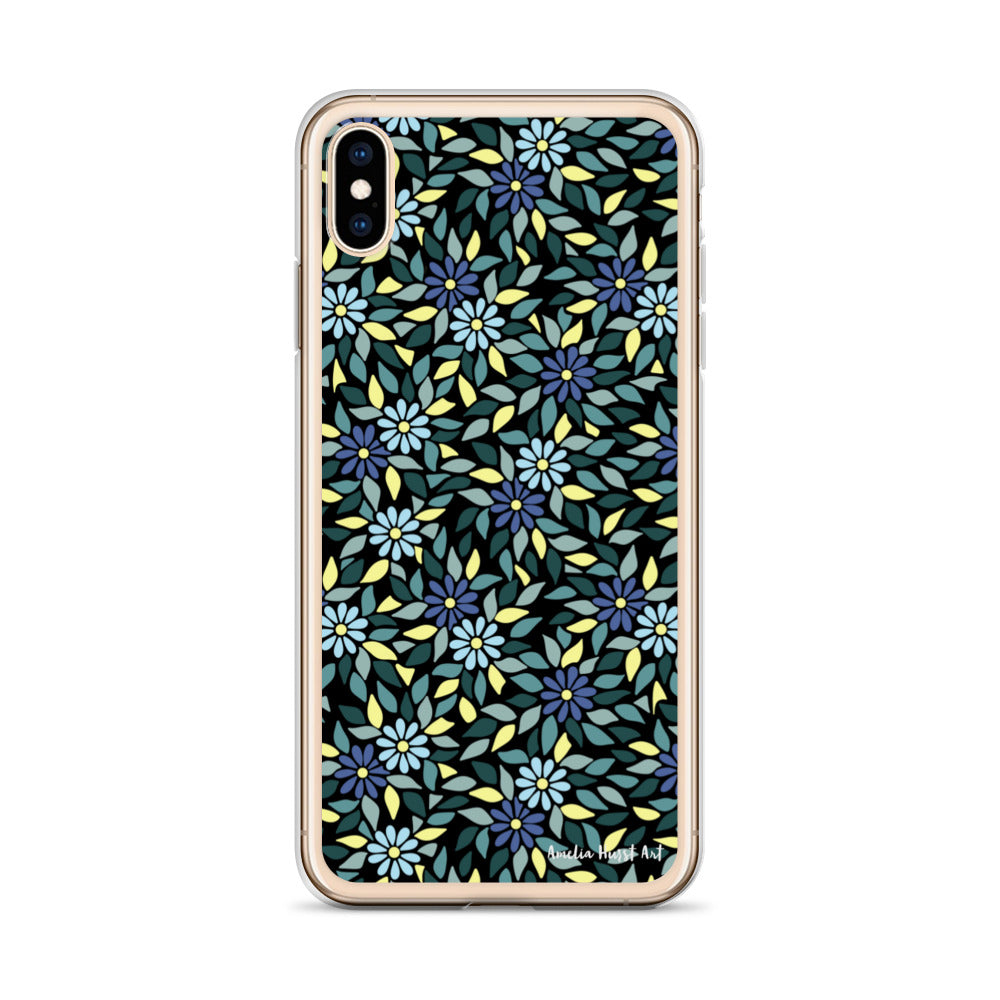 Une Coque pour iPhone avec fleurs bleus, différents modèles disponibles Amelia Hurst Art