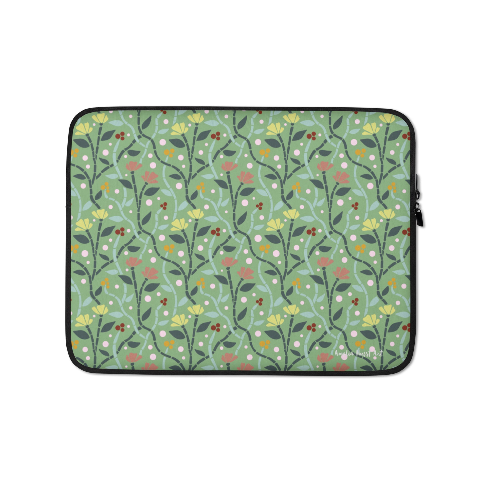 Une Housse Pour Ordinateur Portable avec motif coquelicots jaune Amelia Hurst Art