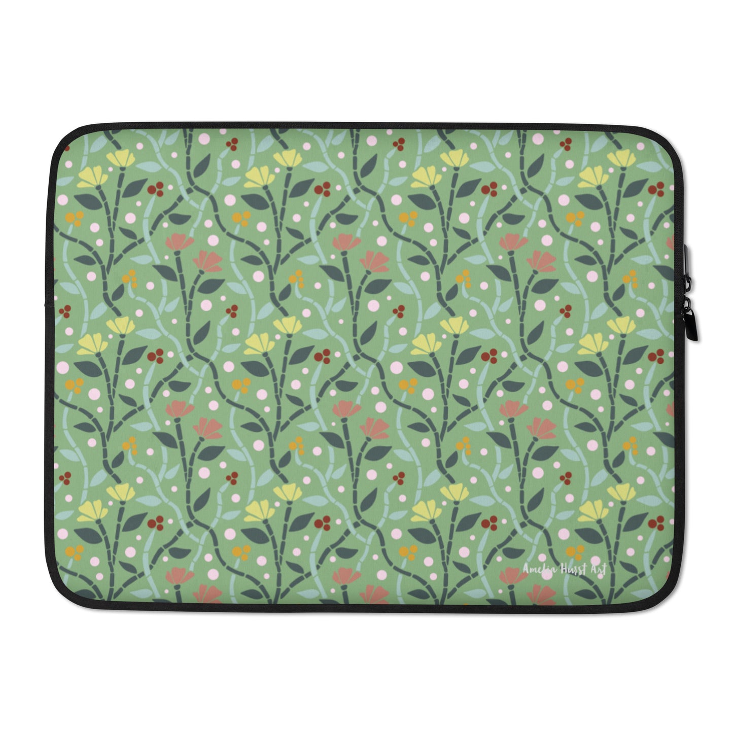 Une Housse Pour Ordinateur Portable avec motif coquelicots jaune Amelia Hurst Art