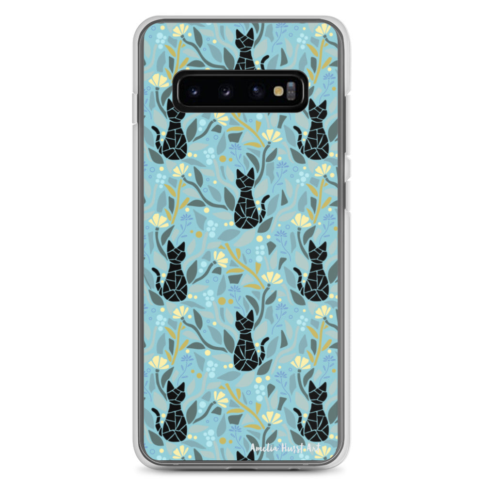 Une Coque Samsung avec motif fleurs et chats, différents modèles disponibles Amelia Hurst Art