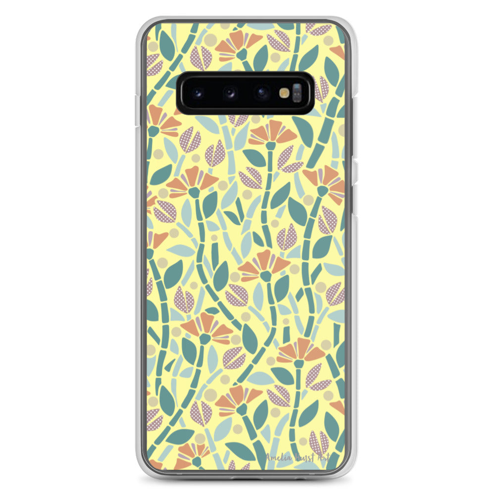 Une Coque Samsung jaune avec coquelicots, différents modèles disponibles Amelia Hurst Art