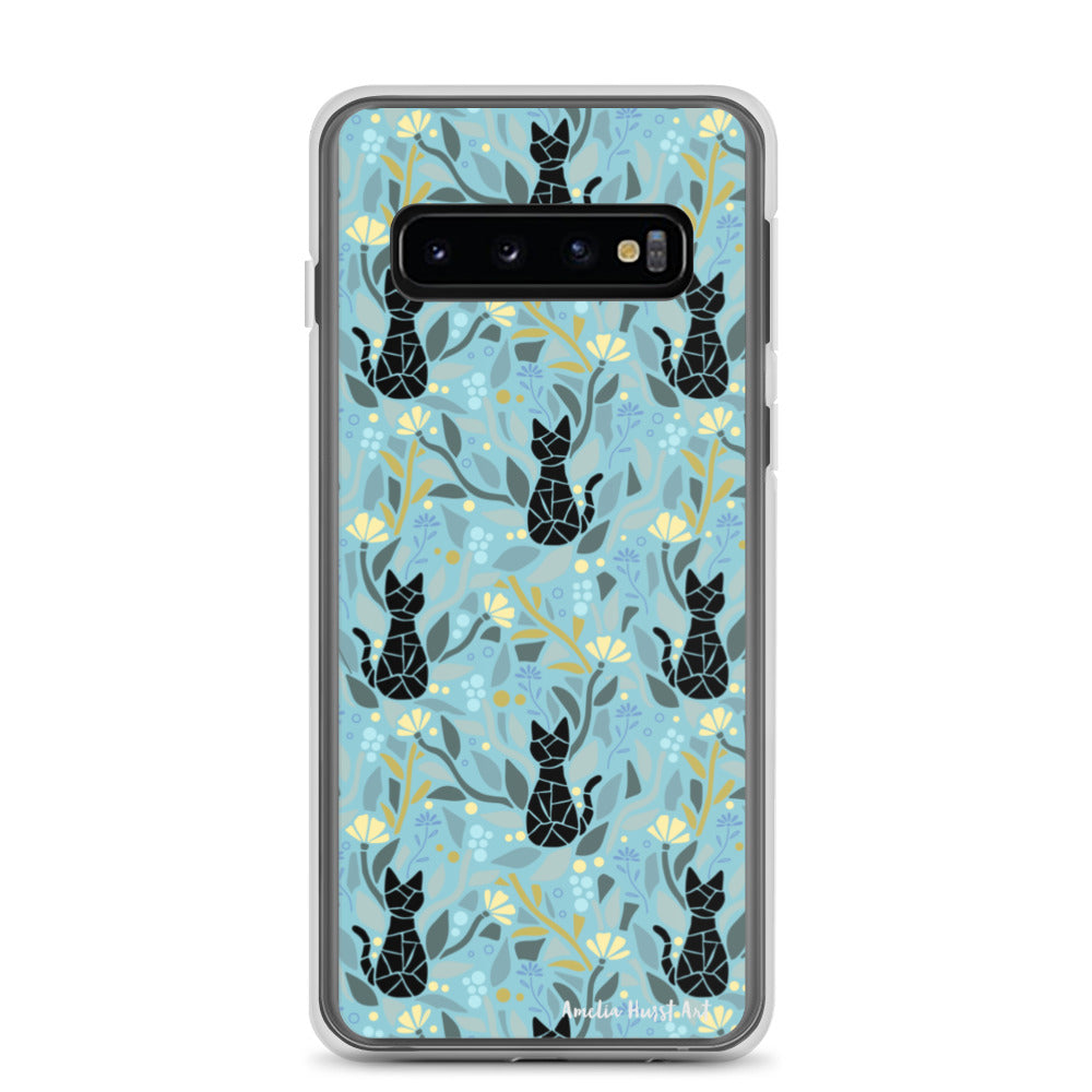 Une Coque Samsung avec motif fleurs et chats, différents modèles disponibles Amelia Hurst Art