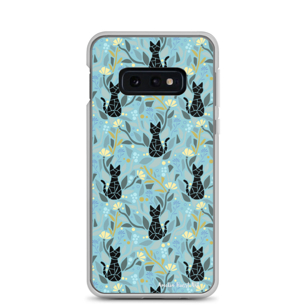 Une Coque Samsung avec motif fleurs et chats, différents modèles disponibles Amelia Hurst Art