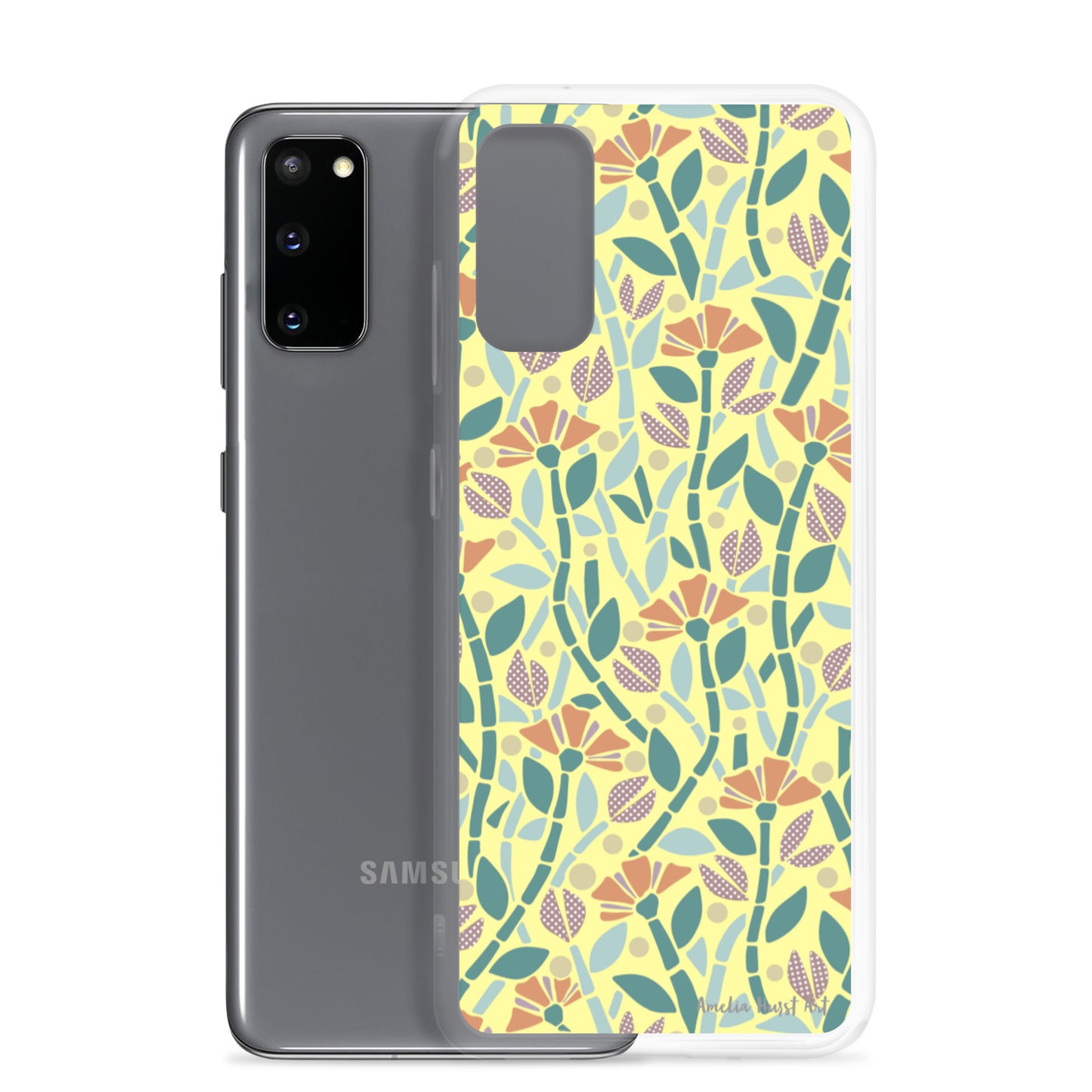 Une Coque Samsung jaune avec coquelicots, différents modèles disponibles Amelia Hurst Art