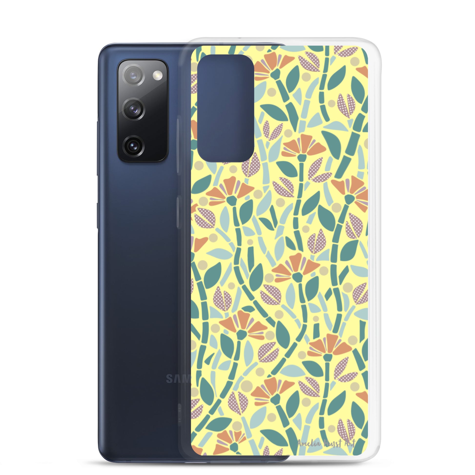 Une Coque Samsung jaune avec coquelicots, différents modèles disponibles Amelia Hurst Art