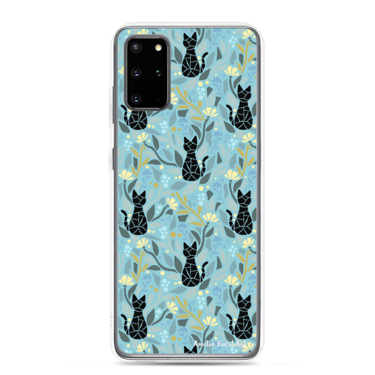 Une Coque Samsung avec motif fleurs et chats, différents modèles disponibles Amelia Hurst Art