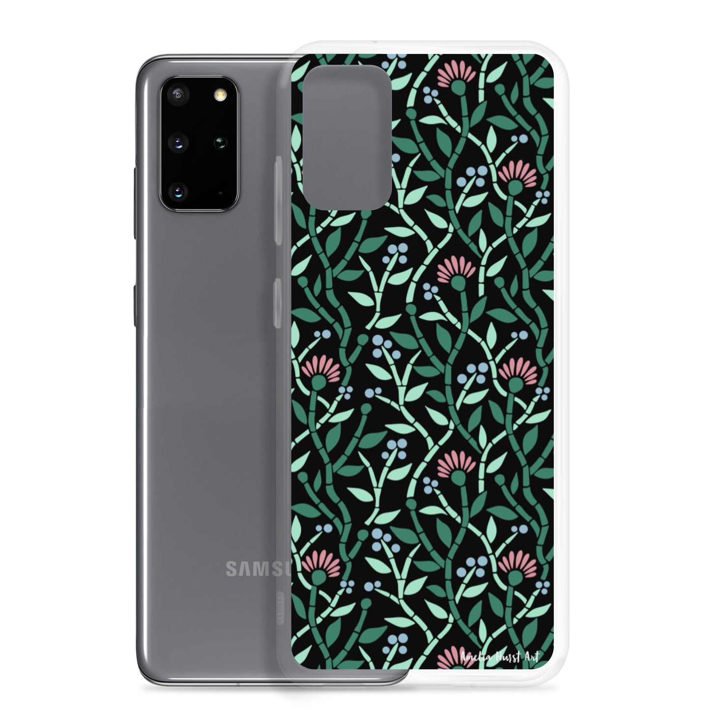 Une Coque Samsung avec motifs floral de chardons, différents modèles disponible Amelia Hurst Art