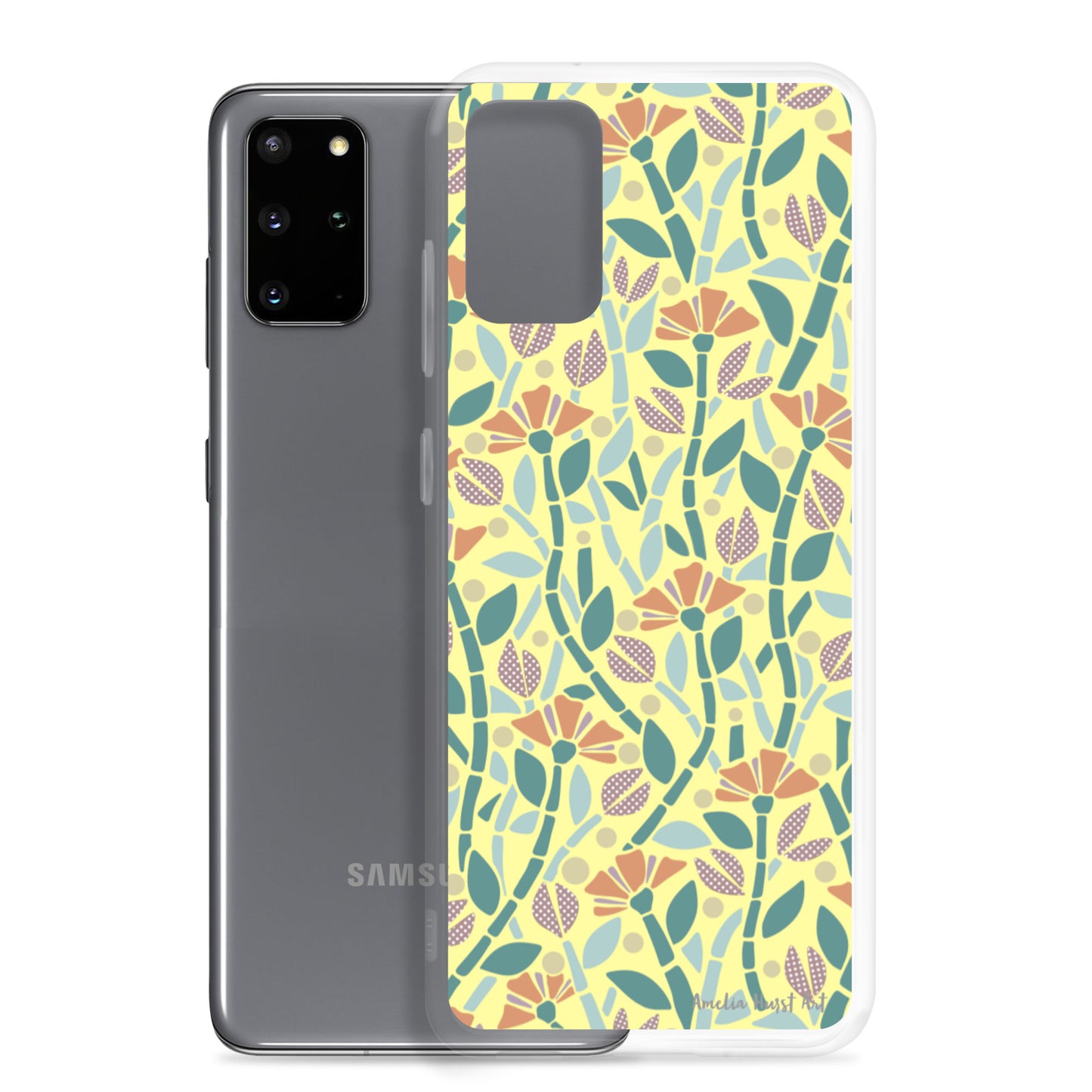 Une Coque Samsung jaune avec coquelicots, différents modèles disponibles Amelia Hurst Art