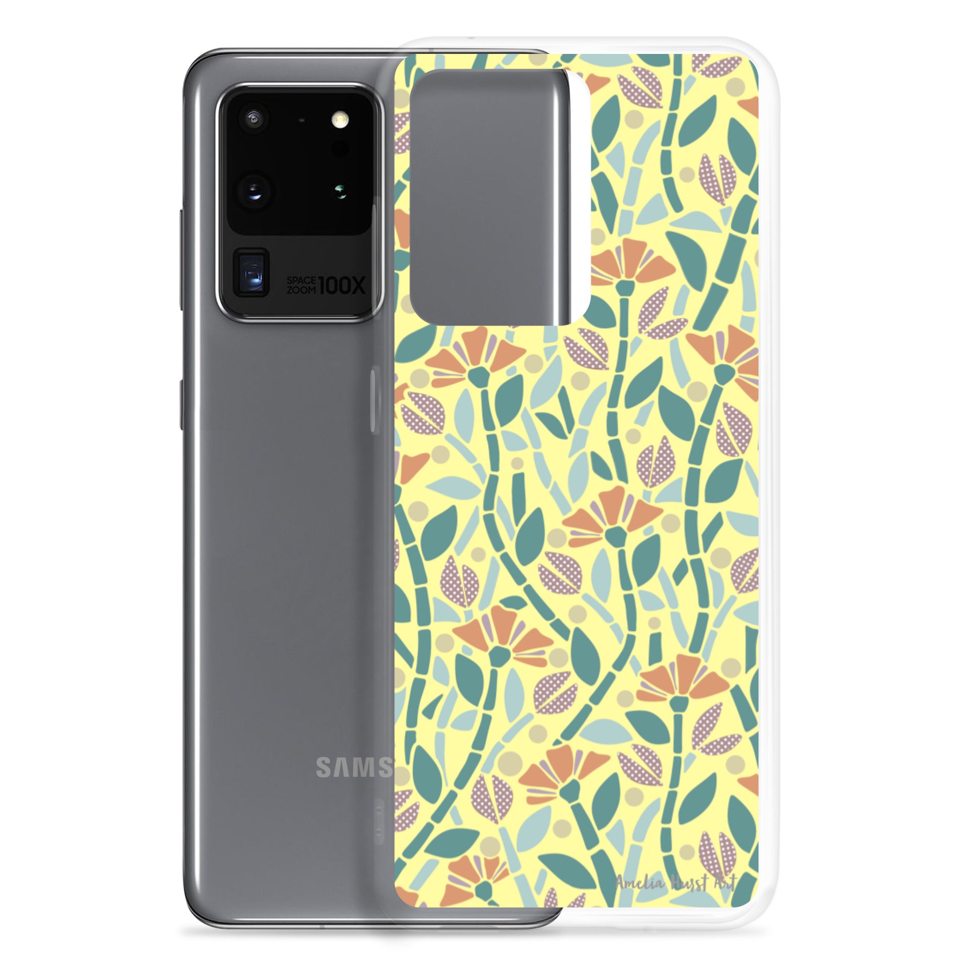 Une Coque Samsung jaune avec coquelicots, différents modèles disponibles Amelia Hurst Art