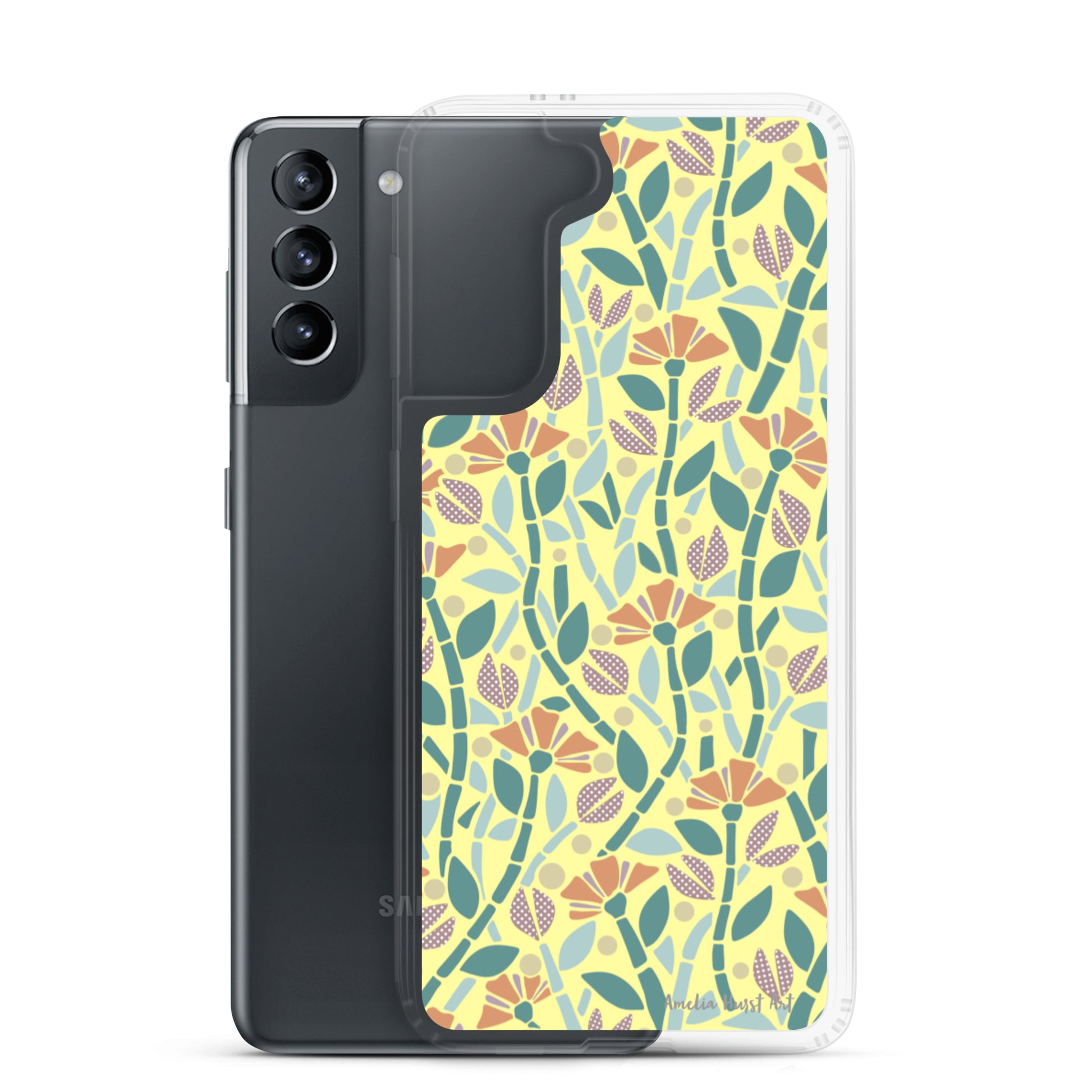 Une Coque Samsung jaune avec coquelicots, différents modèles disponibles Amelia Hurst Art