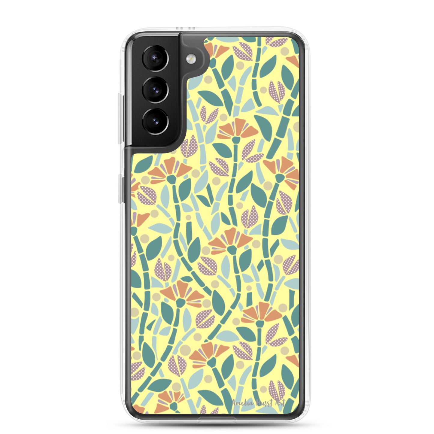 Une Coque Samsung jaune avec coquelicots, différents modèles disponibles Amelia Hurst Art